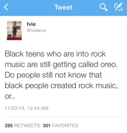aerbreather:  blvck-trvp-shogun:  legalmexican:jjsinterlude:THANK YOUI swear people always be forgetting that, like didn’t y’all know white adults at that time hated rock music because it brought segregated young adults together?   this. this. this.