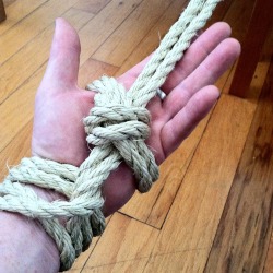 savagepumpkin:  whiskeyanddiscipline:  Practicing ties for my pet’s [dis]comfort.  Rope. It makes me a bit giddy when I see it at the hardware store.