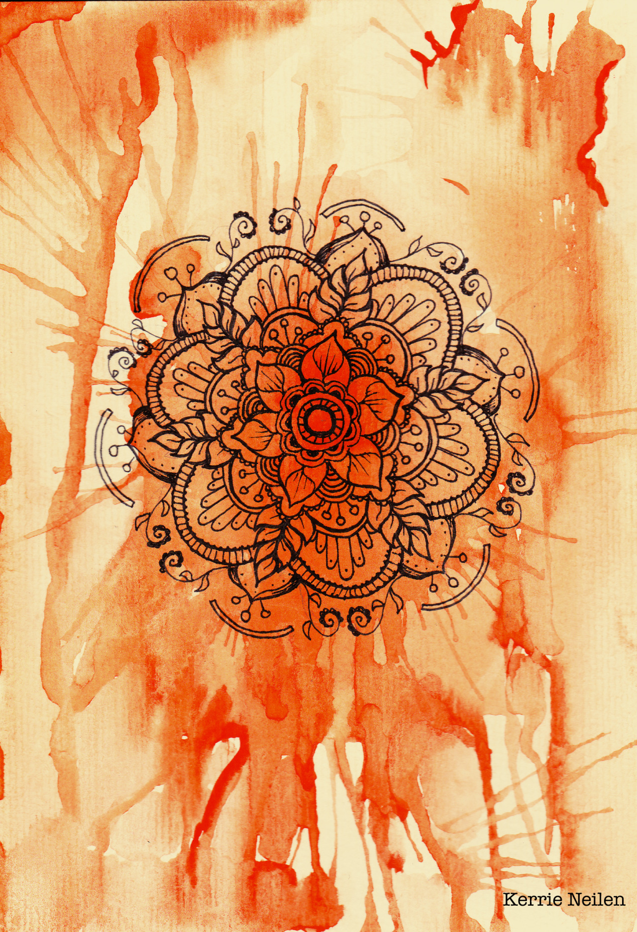 Orange - Ink &amp; watercolour - justthereceptionist.tumblr 