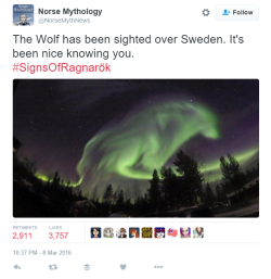sucymemebabaran:  vax-viral:  neverwithoutmyipod:  oh, shit wheres the video of the Danish news reporter and the car falling into the lake behind him and he goes “Oh!… shit. Okay.”  No, seriously though, in Norse mythology this was the fist sign