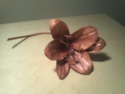 Here is a copper lily I made nearly a year ago. It has about a pound of pure copper in it, and was welded (yes welded, not soldered or brazed) together using copper filler. I made this as a Christmas present for my ex last year and was about to delete