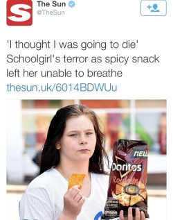anowlofthenight:onlyblackgirl:  airdick:  mariannadominicana:  atane:  White girl nearly dies from eating ‘spicy’ Doritos.  Oh my god  weak bitch deserved it   LMAOOOOOOOOOOO  Aah tumblr. Such a wonderful site.So, after doing some research into this