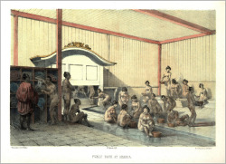 Via Okinawa Soba.PUBLIC BATH AT SHIMODA &mdash; Also known as the &ldquo;SUPRESSED BATHING PLATE&rdquo; &mdash; Showing Some BEEFCAKE, BABES AND BOOBS in OLD 1854 JAPANThe above full plate illustration was pulled from a lithographic stone in Philadelphia,