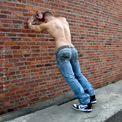 alphas-over-fags:  platonicforms:  -  Gregory Nalbone photographed by Stanley Stellar / Brooklyn, NY    Hands against the wall! Spread em!