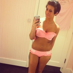 sexywithorwithout:  Dressing room self shot in a bikini. Looks good to me!