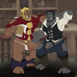 reinclyffe: just me and the bf (@loeroe) TFing into orcs to get into the Orctober™ spirit~great sketch by @skyebluew0lf !!colored by me