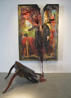 thc-thehappychemical:  microsoftwerd:  readingaroundthemovies:   Valerie Hegarty Famous paintings come to life in 3D sculptures of nature’s destructive tendencies.  This is scary  No this is COOL   My kinda art!  Awesome