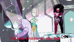 grimphantom:  codykins123:  Lol!  Grimphantom: lol aside of being funny(tho more funny if the lobster pinched her butt lol) is that how Pearl looks hot with her hair wet XD  I love the gems~ &lt;3