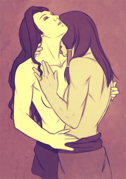 marin-everydaybox:  A sketch that happened somehow. Slowly finding my way out of this stupid art block o _ó9 Drawing completely from mind is still hard (lol hands and necks urgh) but I want to draw all the Korrasami that sits in my head ;;
