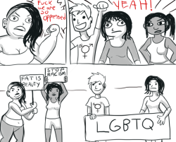 cloudedevening:  keylimekitty:  Seriously nothing pisses me off more than seeing this shit all over tumblr. Get over it and let people support whatever they want, regardless of who they are. (I really hate drawing comics)  The stupid thing about hating