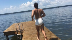 wolfjack781:  abysitter:  Throwback to summer - fun with diapers on the dock w/ abenjaminbutton. Blog entry coming soon at http://www.abysitter.com.  Looks like lots of fun!   hot!