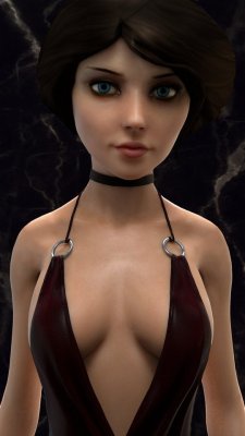 heebiejeebuss:   Wanted to try a close up and I’ve been meaning to use the hair for ages. Got the hair from GMOD, apparently it’s an unused concept for Elizabeth (maybe used in the ending, I forget). Used LordAardvarks canon Elizabeth and the dress