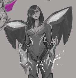 yuyu-h:did a doodle of the new champion, kai-sa…her wing things are so confusing