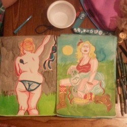 Drawings of the lovely Porcelain Dalya that I have been working on from Dr. Sketchy&rsquo;s Boston.