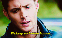  dean challenge: otp [1/1]↳ “[…] they’re kind of chained together and one moves ahead and drags the other one with him and then they reverse and…it’s the epic love story of Sam and Dean.&ldquo; — Eric Kripke, season five DVD commentary for