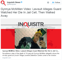 eb-n-flo:  preeee:  pensaynoire:  futureblackpolitician:  4mysquad:    Officers ignore 16 year old girl’s dead body in jail cell for 10 hours &amp; ate her breakfast when she didn’t respond.   So the police kidnapped her, illegally incarcerated her,
