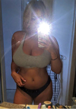 biggestboobguns:  “Babe, my tits just keep getting bigger.  Even my biggest sports bras are getting a little small.  Why don’t you cum help me measure them?” 