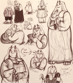 ijionano:  mintystarmagic:  Some sketches of Toriel ‘cause she’s a super duper cutie patootie!  uuuuhhh and also a lil bit of shippy stuff… they are too dang cute…  \(●´□`)/  MAMA GOOOOAT   YES