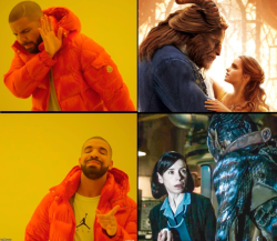 elizabethplaid: technoturian: It really strikes me how The Shape of Water undoubtedly has a much smaller budget than Beauty and the Beast 2017 and yet the Beast looks ridiculous and the fish man in TSoW looks stunning, all because the designers had the