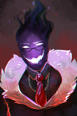 ask-grillby:  [[ wanted to try my hand at underfell!grillby ;) ]]Grilllby has been known to have a noticeably short temper, be exceptionally selfish, a bit flamboyant, narcissistic, greedy, and very much in love with money and power. His bar is exclusive