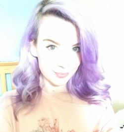 dollyswitch:  apocalypticgirl:  I miss my purple hair. My hair was way too damaged tho.  Your hair now is still super cute!  I&rsquo;m loving your beautiful eyes and cute but naughty smile, I bet you would look cute with any colour hair.
