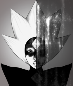 susiebeeca:  ~White Diamond, the greatest of the Diamond Authority~ I spent way too long staring at this, and now it doesn’t make sense. Detail:  I forgot how much fun I used to have with the Gradient Map function on B&amp;W pics!This is actually the