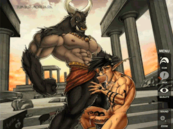 morebara:  Just a .gif of a game called Drake and the Minotaur.  I made the gif, not the game. Second image is what inspired the game. Source: http://www.hotchaworks.com/DrakeandtheMinotaur.html Second source: http://www.hotchaworks.com/originalguest37.ht