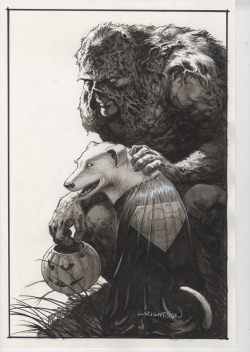 brianmichaelbendis:  Wrightson. Sonny &amp; Swamp-Thing. Bernie did this to help raise money when Sonny beat cancer the first time.