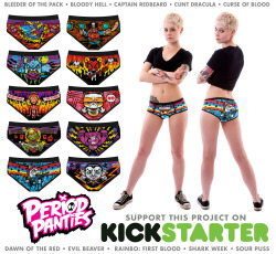 strawberreli:  hostilehottie:  rapeculturerealities:  azurewhelp:  p1013:  thepacificrimjob:  harebrained:  The PERIOD PANTIES Kickstarter is now live! Support this bloody project!  Dudes!! I have two pairs of these (Cunt Dracula and Rainbo: First Blood)
