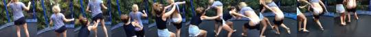 pantsing-love:  Girl getting pantsed and wedgied by friend on a trampoline 