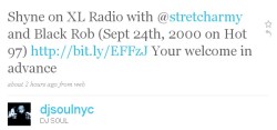 TWITTER TREAT: Shyne x Black Rob (9/24/00) Live on XL Radio @djsoulnyc @stretcharmy