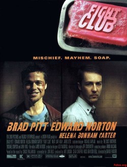 movieoftheday:  Fight Club, 1999. Starring Edward Norton, Brad Pitt, Helena Bonham Carter, Meat Loaf, Jared Leto. (Director: David Fincher)———————————————————————————Plot: An insomnia-stricken corporate