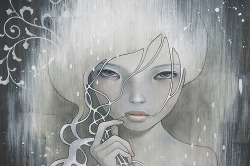 soyacide:  pratt:  Audrey Kawasaki; For those outside of New York who weren’t able to see Audrey Kawasaki’s first solo exhibit in NYC, here is a collection of photos taken at Jonathan LeVine Gallery in Chelsea. (click the link)  
