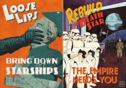 thedailywhat:   Star Wars Trading Cards of the Day: Imperial propaganda posters by Cliff Chiang (previously). Designed as part of his contribution to Topps’ Star Wars Galaxy 5 trading card set, which goes on sale this week. [superpunch.]   I adoreee