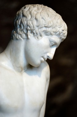 malebeautyinart:  theancientworld:  Statue traditionally identified as Narcissus or Hyacinthus. Marble, Roman copy from ca. 100 AD after a Greek original of the late 5th century BC. Found in Italy.  