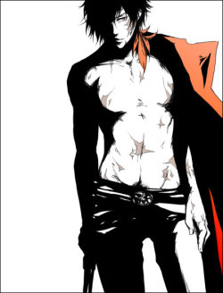 I don&rsquo;t think I reblogged this one, just showed it to Boo, but I&rsquo;ve noticed a theme in half-nekkid Xanxus art. His pubes are always visible. And it&rsquo;s fucking hawt, you guys. Seriously.