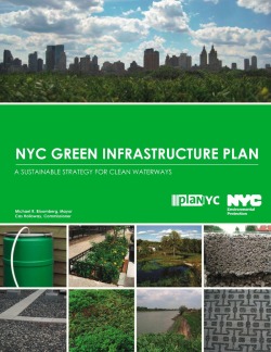 poptech:  NYC Green Infrastructure Plan:  In September 2010, New York City released the NYC  Green Infrastructure Plan which presents an alternative approach to  improving water quality that integrates “green infrastructure,” such as  swales and green