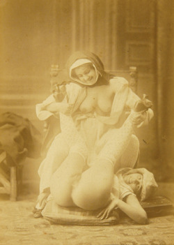 I have no idea what&rsquo;s going on but I want those shoes. /femmethoughts queering:  Pure blasphemy! [part III;] Nude with nun,c.1890 