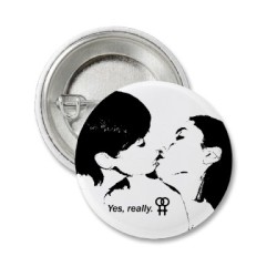 straight girls kissing. the button.