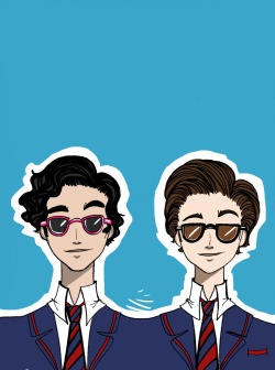 -evanesco:  homemadedarkmark:  On a Mission from God  more Glee Fanart. I love this show too muchI saw an on set picture of Darren [[Blaine]] and Chris [[Kurt]] in sunglasses, and I wanted to draw them. badlyyyyyso there you go C: please do not reblog
