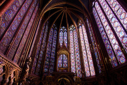  Interior of the Sainte-Chapelle Cathedral in Paris, France. 