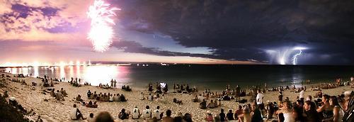 youbetter-runlike-thedevil: beatspm: This was taken in Australia. Three separate things happening at once: On the left, fireworks exploded as part of Australia Day celebrations. In the middle, it’s Comet McNaught. Then on the right, there’s lightning from a thunderstorm far away. i dont care if this has nothing to do with the blog its just sick on ya ‘straya 
