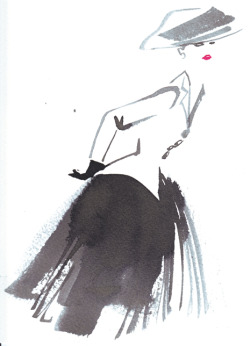 evachen212:  fashion history was made today! on February 12th 1947, Christian Dior debuted his New Look silhouette. still gorgeous, after all these years! (illustration by Bil Donovan, the Dior in-house artist who painted my profile pic! courtesy of Dior)