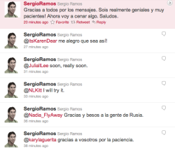 I think Sergio got some lessons from Cristiano in tweeting replying. Loooooove it!