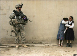 thagal:  just-watch-me-hachiko:  rainydayraised:  A girl becomes embarrassed after giving flowers to a female US soldier on duty in the northern Iraqi city of Mosul. 16 April 2007  The caption changes so many assumptions  not really lmao???America invaded