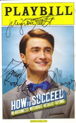 homemadedarkmark:  pattyinnyc:  @H2SBwayLast night I went to see ‘How To Succeed In Business Without Really Trying’ starring Daniel Radcliffe as J. Pierrepont Finch, John Larroquette as J.B. Biggs, and Rose Hemingway as Rosemary Pillkington and I