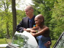 fckyeahcutecouples:  If you know the song “Skin” by Rascall Flatts then you know the story of this picture. I had cancer and couldn’t go to my prom. My boyfriend shaved his head and showed up at my door in a tux with a corsage. I put on his sister’s