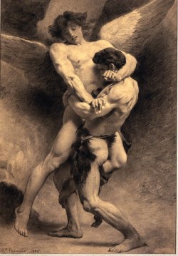 androphilia:  Jacob Wrestling With The Angel  By Léon Joseph Florentin Bonnat, 1876 