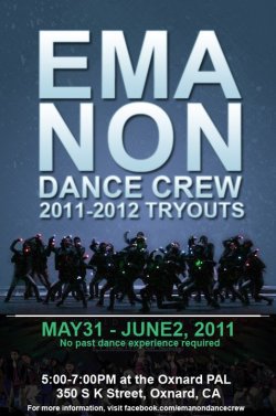 aleebow:  Come audition for Emanon Dance Crew!!! And be a part of our fun dance family! details on the flier, hmu for details/info! http://www.facebook.com/emanondancecrew  Its tomorrow. I'ma be sad for sure&hellip;2nd to last performance..and seeing