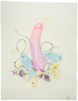 kittykatexxl:  Can’t find the artist and have a feeling Googling “pink purple penis art” will show results of questionable morality   the artist is aurel schmidt. she has done many similar pieces.